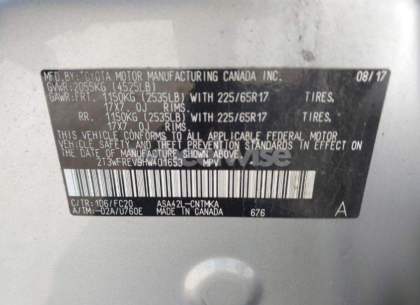 Photo 9 of 2017 Toyota Rav4 XLE (VIN 2T3WFREV9HW401653)