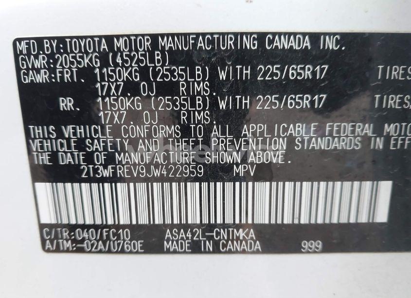 Photo 9 of 2018 Toyota Rav4 ADVENTURE/XLE (VIN 2T3WFREV9JW422959)