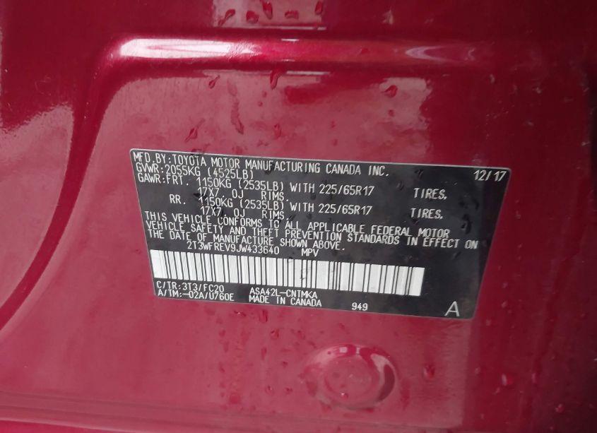 Photo 9 of 2018 Toyota Rav4 ADVENTURE/XLE (VIN 2T3WFREV9JW433640)