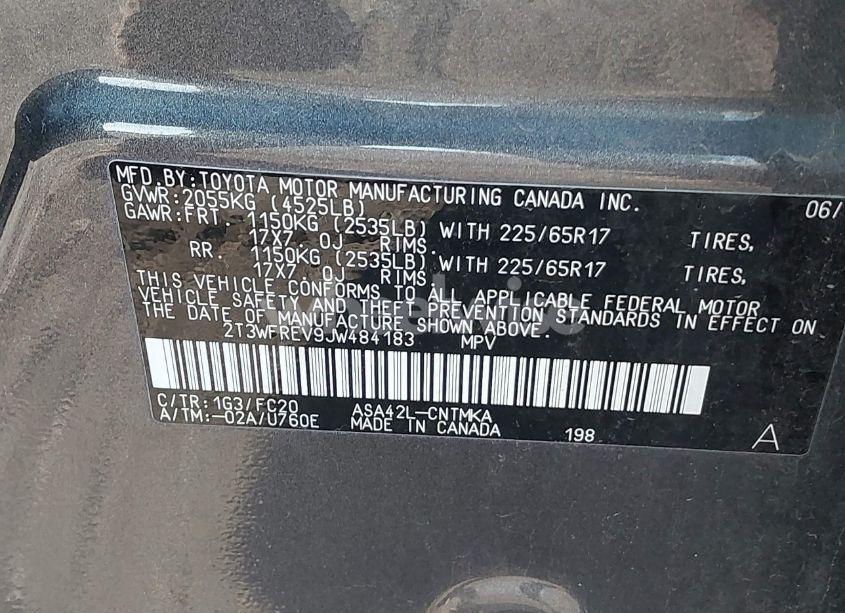 Photo 9 of 2018 Toyota Rav4 XLE (VIN 2T3WFREV9JW484183)