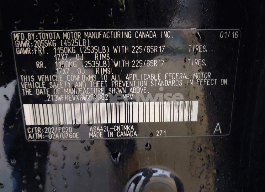 Photo 9 of 2016 Toyota Rav4 XLE (VIN 2T3WFREVXGW252362)