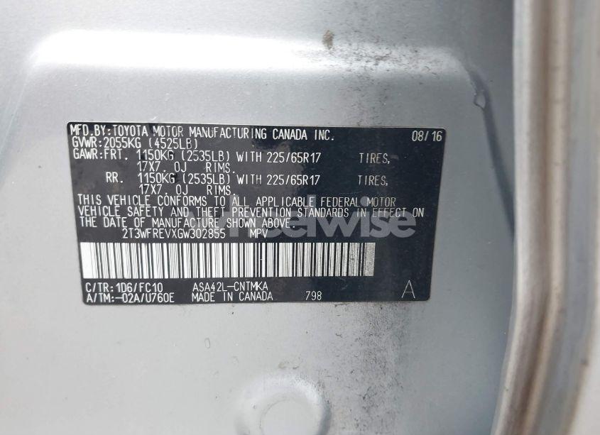 Photo 9 of 2016 Toyota Rav4 XLE (VIN 2T3WFREVXGW302855)