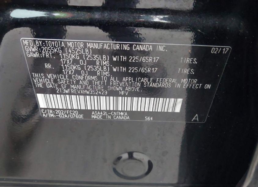 Photo 9 of 2017 Toyota Rav4 XLE (VIN 2T3WFREVXHW352429)