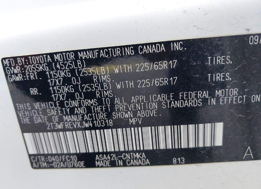 Photo 9 of 2018 Toyota Rav4 XLE (VIN 2T3WFREVXJW410318)