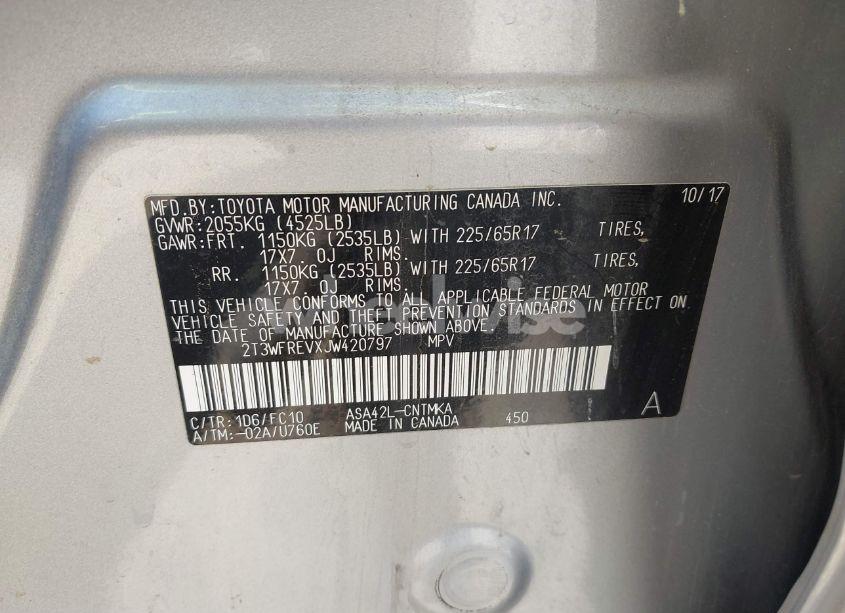 Photo 9 of 2018 Toyota Rav4 XLE (VIN 2T3WFREVXJW420797)