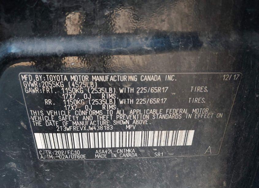 Photo 9 of 2018 Toyota Rav4 ADVENTURE/XLE (VIN 2T3WFREVXJW438183)