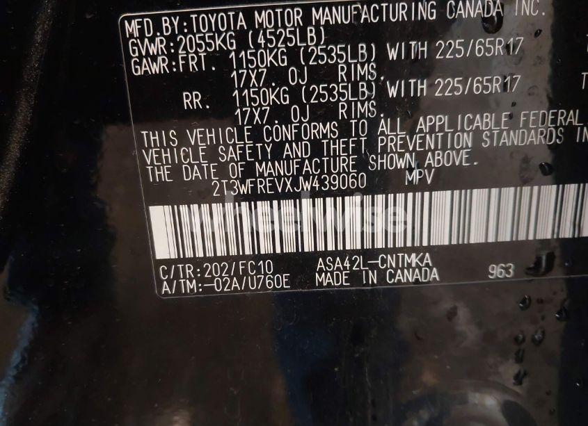 Photo 9 of 2018 Toyota Rav4 ADVENTURE/XLE (VIN 2T3WFREVXJW439060)