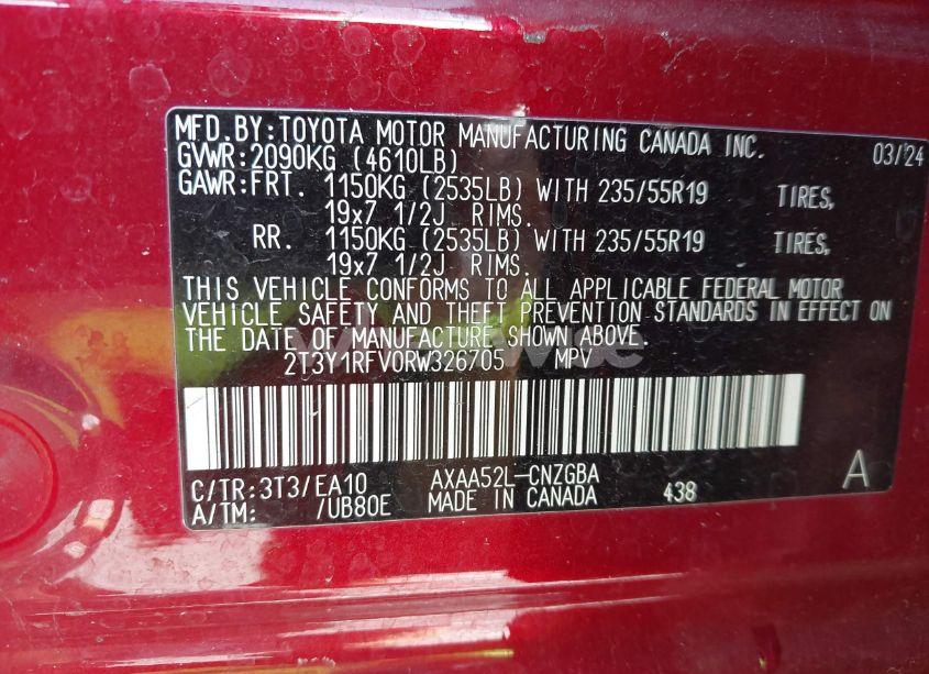 Photo 9 of 2024 Toyota Rav4 LIMITED (VIN 2T3Y1RFV0RW326705)