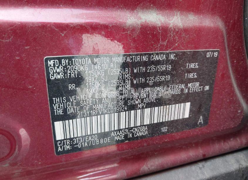 Photo 9 of 2019 Toyota Rav4 LIMITED (VIN 2T3Y1RFV1KC019924)