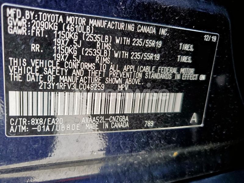 Photo 12 of 2020 TOYOTA RAV4 LIMITED (VIN 2T3Y1RFV3LC048259)