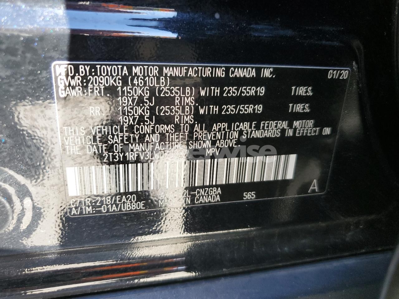 Photo 13 of 2020 TOYOTA RAV4 LIMITED (VIN 2T3Y1RFV3LW073337)