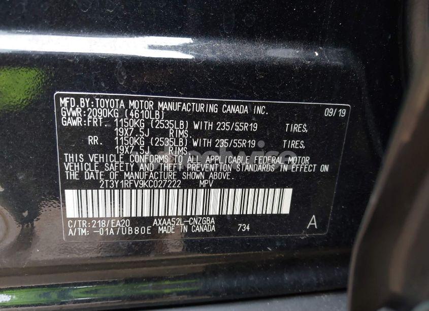 Photo 9 of 2019 Toyota Rav4 LIMITED (VIN 2T3Y1RFV9KC027222)