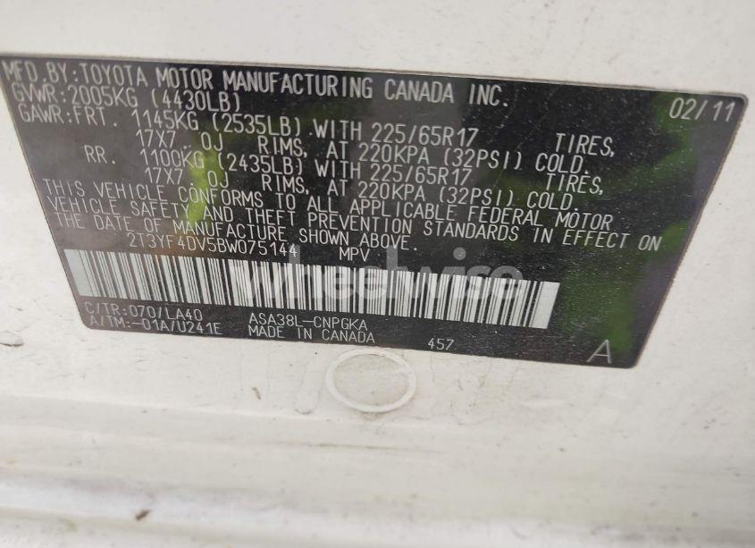 Photo 9 of 2011 Toyota Rav4 LIMITED (VIN 2T3YF4DV5BW075144)