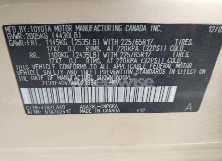 Photo 9 of 2010 Toyota Rav4 LIMITED (VIN 2T3YF4DV7AW023884)