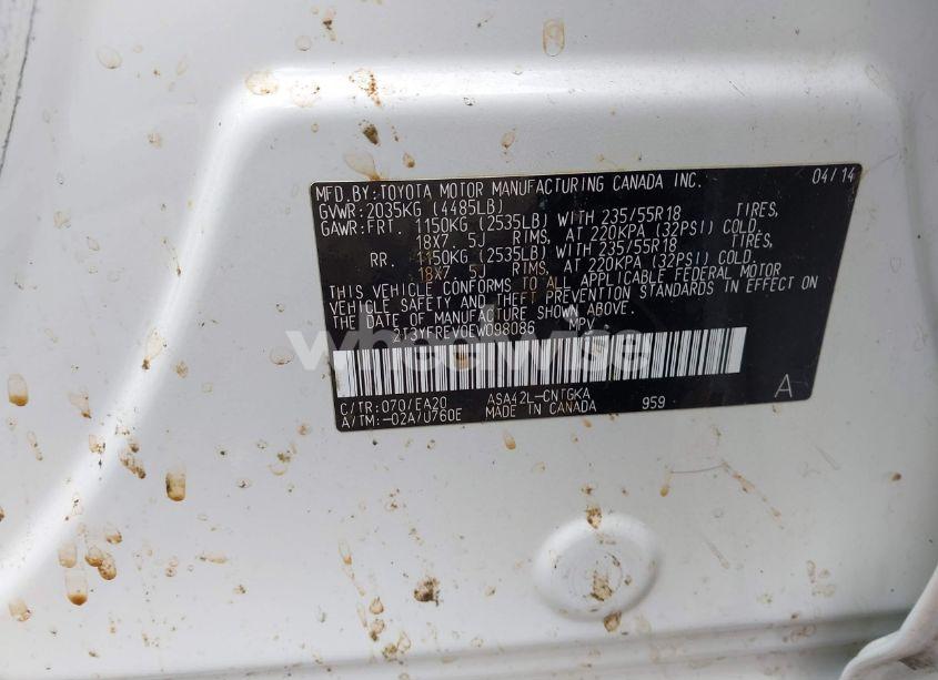 Photo 9 of 2014 Toyota Rav4 LIMITED (VIN 2T3YFREV0EW098086)