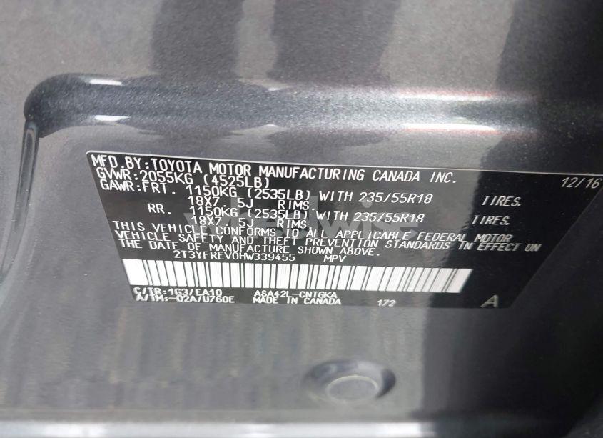 Photo 9 of 2017 Toyota Rav4 PLATINUM (VIN 2T3YFREV0HW339455)