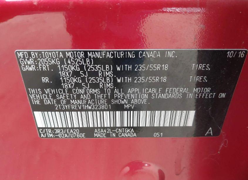 Photo 9 of 2017 Toyota Rav4 LIMITED/PLATINUM (VIN 2T3YFREV1HW323801)