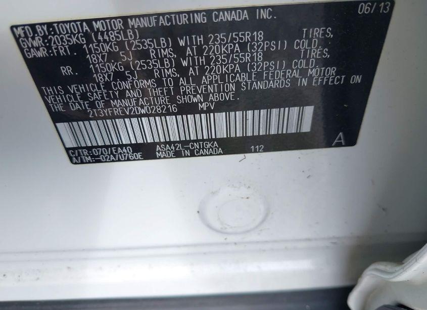 Photo 9 of 2013 Toyota Rav4 LIMITED (VIN 2T3YFREV2DW028216)