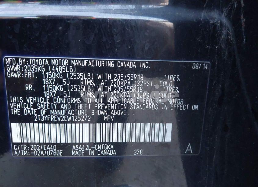 Photo 9 of 2014 Toyota Rav4 LIMITED (VIN 2T3YFREV2EW125272)