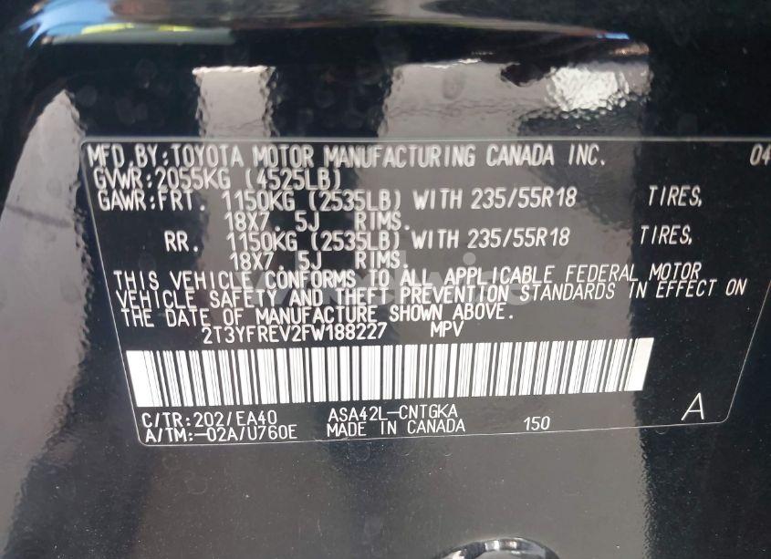 Photo 9 of 2015 Toyota Rav4 LIMITED (VIN 2T3YFREV2FW188227)