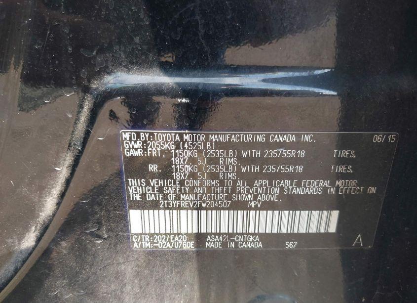 Photo 9 of 2015 Toyota Rav4 LIMITED (VIN 2T3YFREV2FW204507)