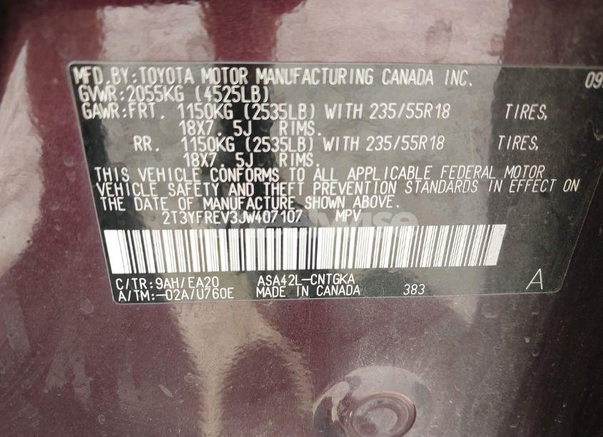 Photo 9 of 2018 Toyota Rav4 LIMITED (VIN 2T3YFREV3JW407107)