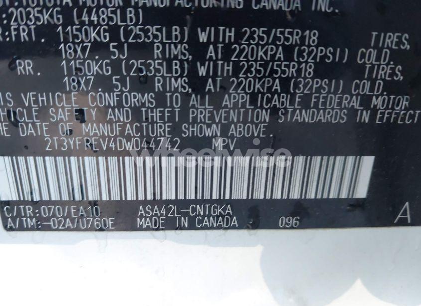 Photo 9 of 2013 Toyota Rav4 LIMITED (VIN 2T3YFREV4DW044742)