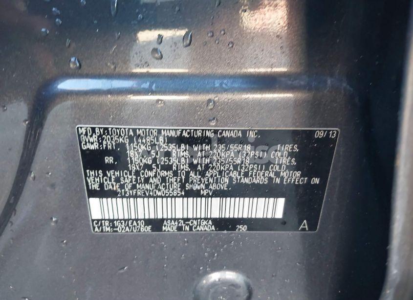 Photo 9 of 2013 Toyota Rav4 LIMITED (VIN 2T3YFREV4DW055854)