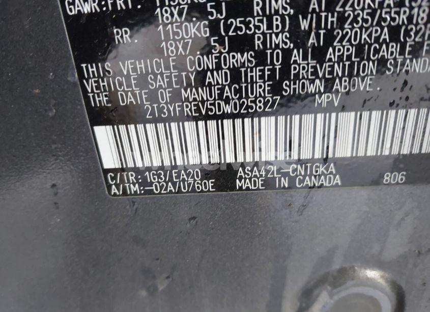 Photo 9 of 2013 Toyota Rav4 LIMITED (VIN 2T3YFREV5DW025827)