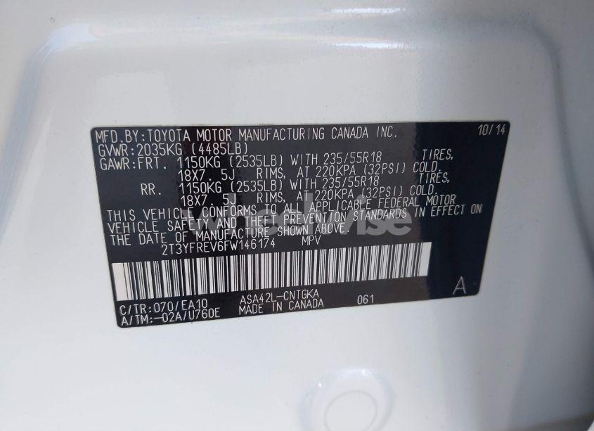 Photo 9 of 2015 Toyota Rav4 LIMITED (VIN 2T3YFREV6FW146174)