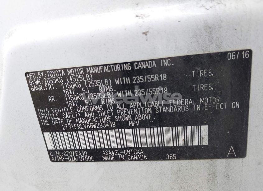 Photo 9 of 2016 Toyota Rav4 LIMITED (VIN 2T3YFREV6GW293418)