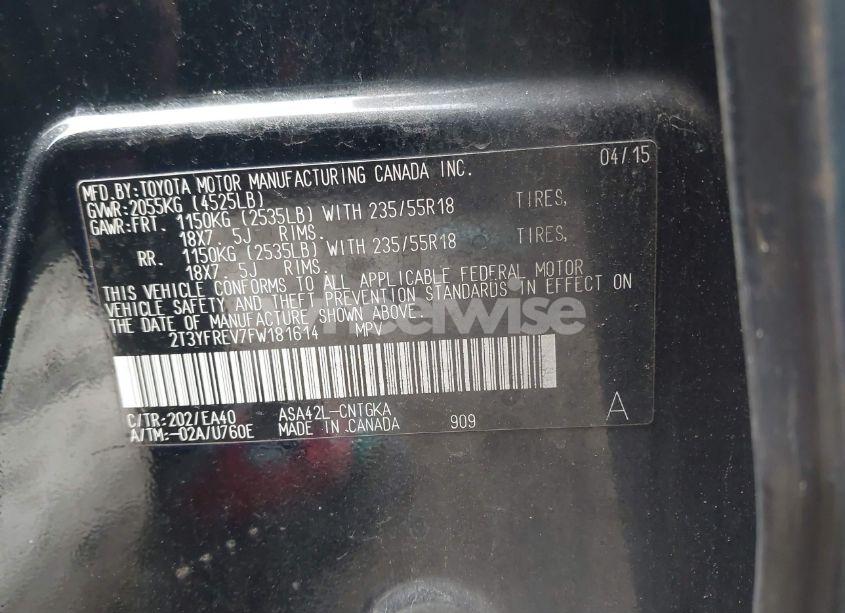 Photo 9 of 2015 Toyota Rav4 LIMITED (VIN 2T3YFREV7FW181614)