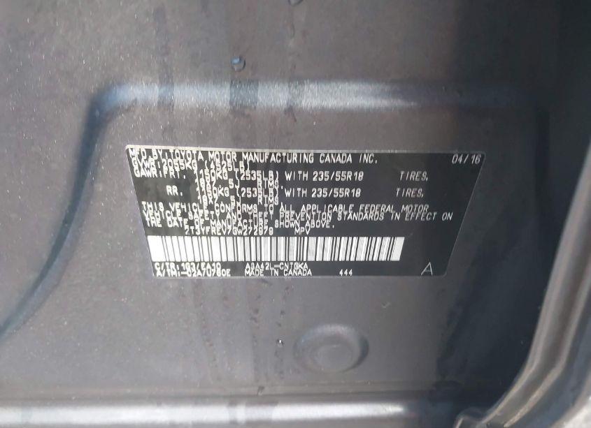 Photo 9 of 2016 Toyota Rav4 LIMITED (VIN 2T3YFREV7GW272979)