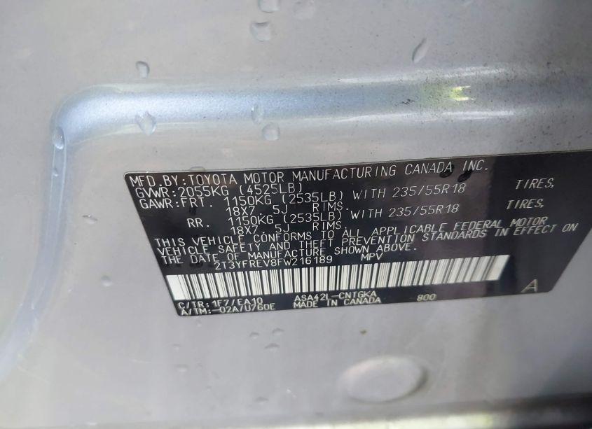 Photo 9 of 2015 Toyota Rav4 LIMITED (VIN 2T3YFREV8FW216189)