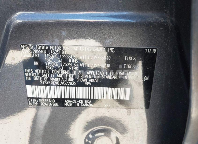 Photo 9 of 2018 Toyota Rav4 LIMITED (VIN 2T3YFREV8JW522835)