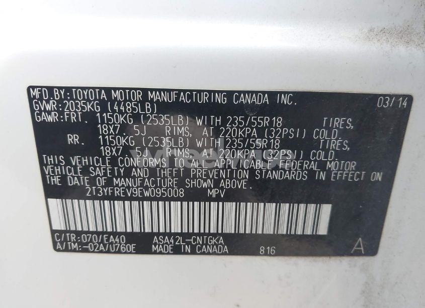 Photo 9 of 2014 Toyota Rav4 LIMITED (VIN 2T3YFREV9EW095008)