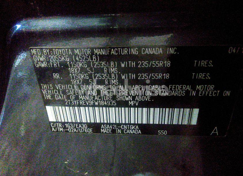 Photo 9 of 2015 Toyota Rav4 LIMITED (VIN 2T3YFREV9FW184935)