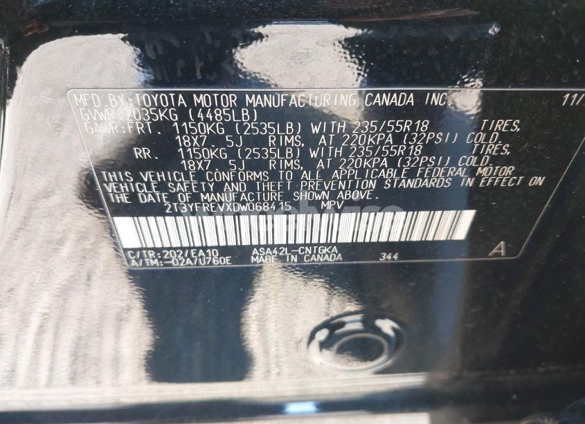 Photo 9 of 2013 Toyota Rav4 LIMITED (VIN 2T3YFREVXDW068415)