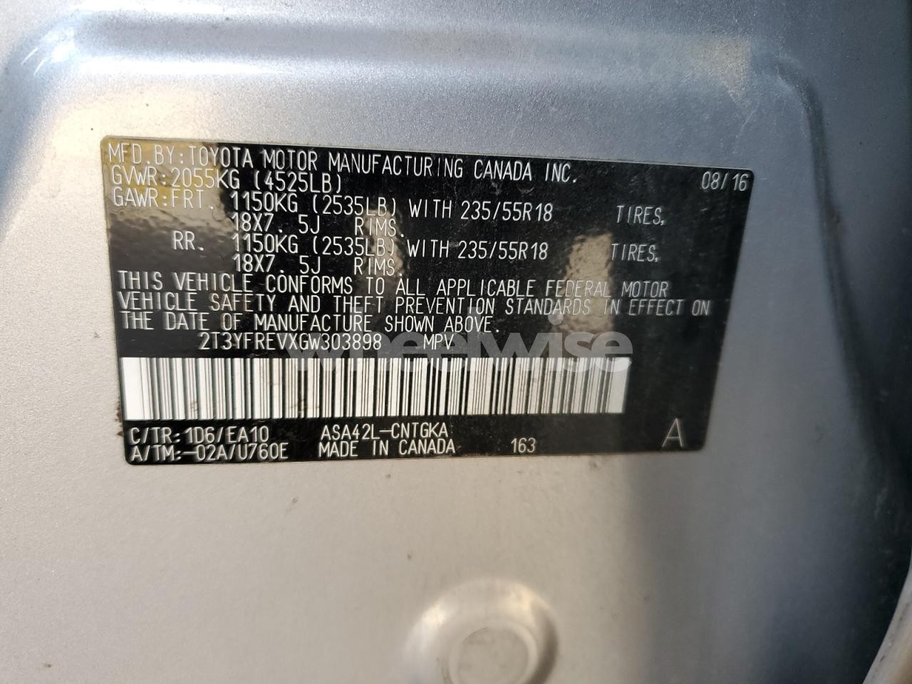 Photo 12 of 2016 TOYOTA RAV4 LIMITED (VIN 2T3YFREVXGW303898)