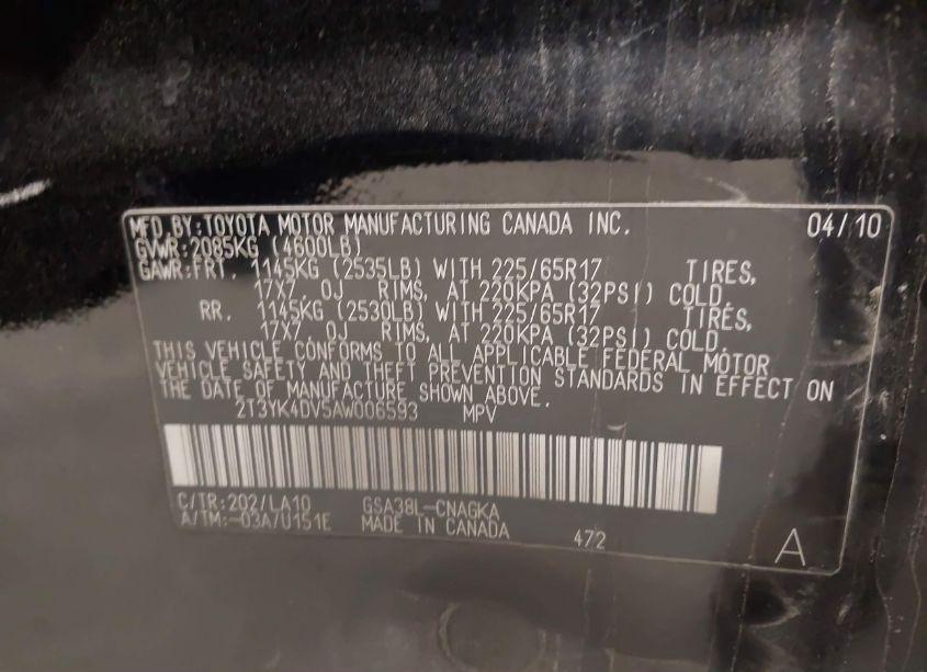 Photo 9 of 2010 Toyota Rav4 LIMITED (VIN 2T3YK4DV5AW006593)