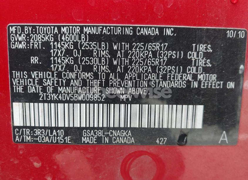 Photo 9 of 2011 Toyota Rav4 LIMITED V6 (VIN 2T3YK4DV5BW009852)