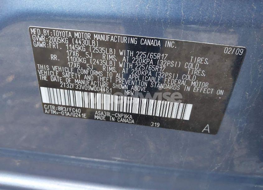 Photo 9 of 2009 Toyota Rav4 (VIN 2T3ZF33V09W004461)