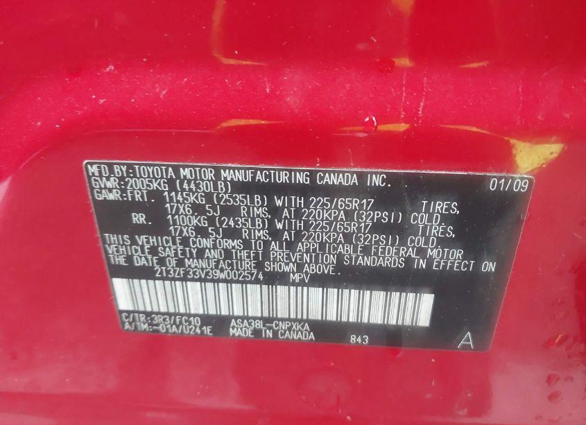 Photo 9 of 2009 Toyota Rav4 (VIN 2T3ZF33V39W002574)