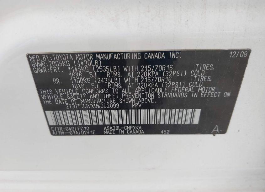 Photo 9 of 2009 Toyota Rav4 (VIN 2T3ZF33VX9W002099)