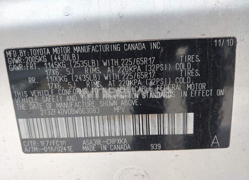 Photo 9 of 2011 Toyota Rav4 (VIN 2T3ZF4DV0BW063083)