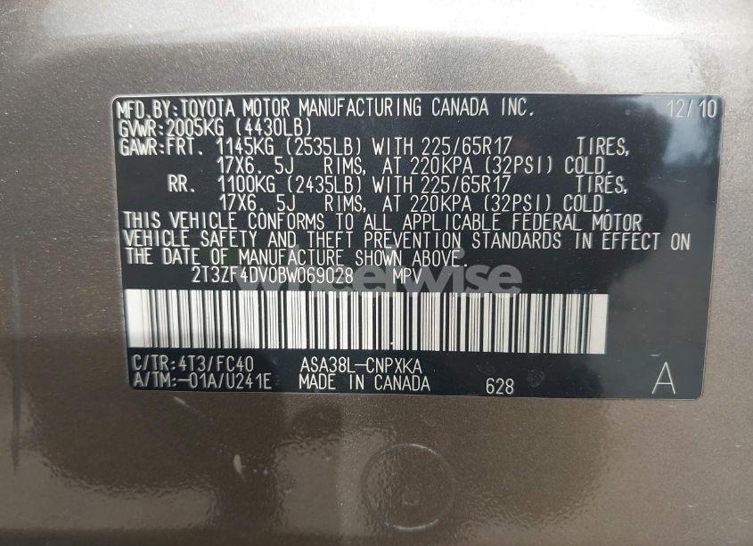 Photo 9 of 2011 Toyota Rav4 (VIN 2T3ZF4DV0BW069028)