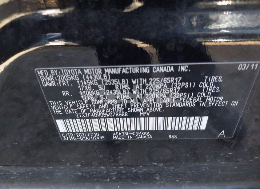 Photo 9 of 2011 Toyota Rav4 (VIN 2T3ZF4DV0BW078988)