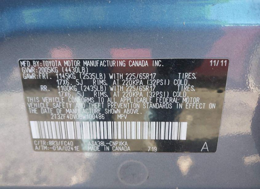 Photo 9 of 2011 Toyota Rav4 (VIN 2T3ZF4DV0BW100486)