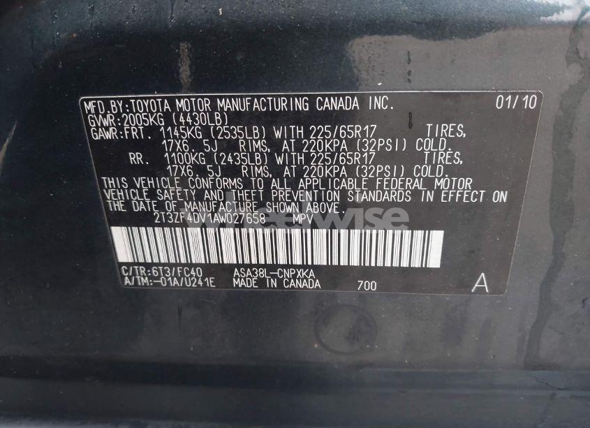 Photo 9 of 2010 Toyota Rav4 (VIN 2T3ZF4DV1AW027658)