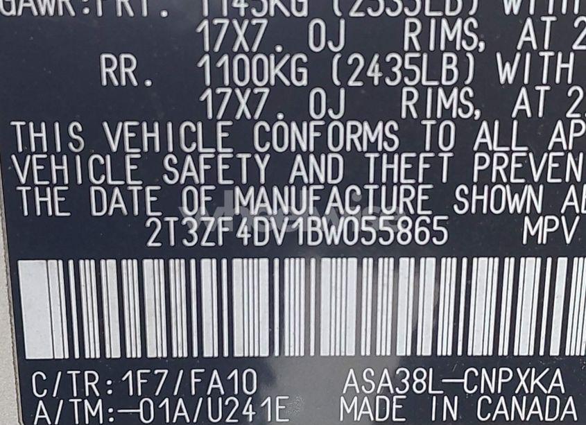 Photo 9 of 2011 Toyota Rav4 (VIN 2T3ZF4DV1BW055865)